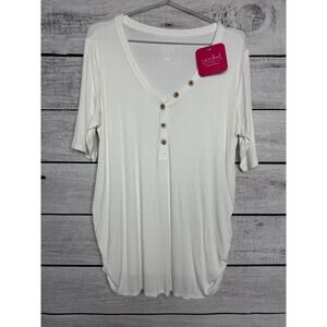 NWT Isabel Maternity Cream Henley Top - XL